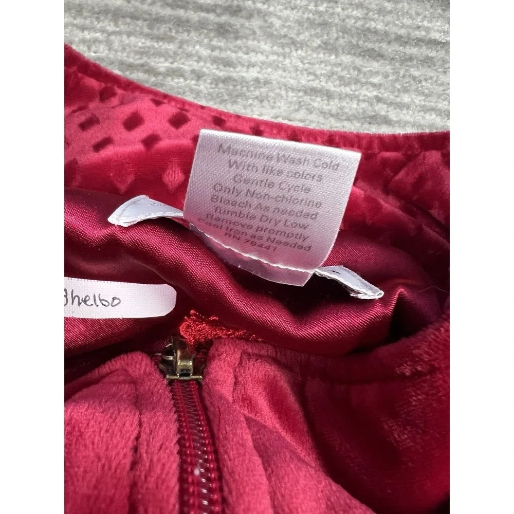 Sag‎ Harbor Sleepwear Womens Medium Red Velour Full Zip Long Sleeve Polyester